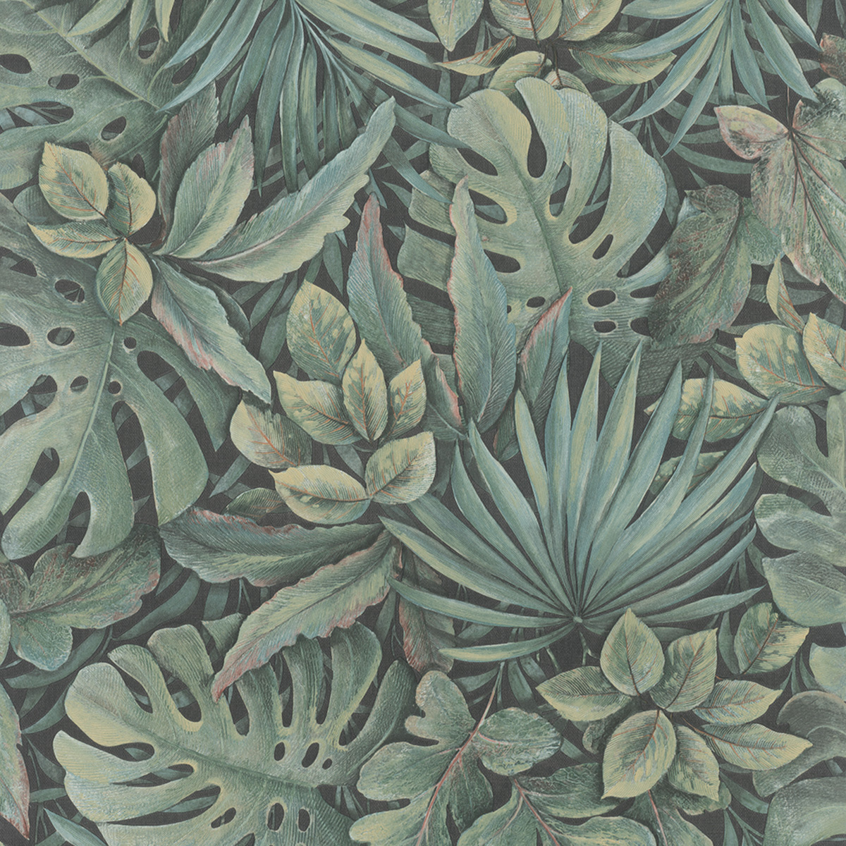 Тапет Botanica зелени листа антрацит 