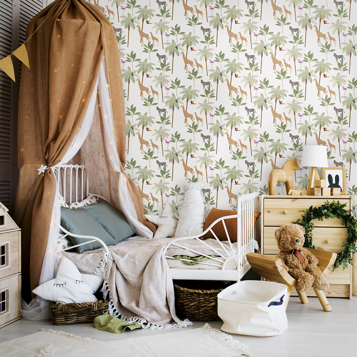 Тапет Kids’Walls Бял-Зелен-Оранжев 