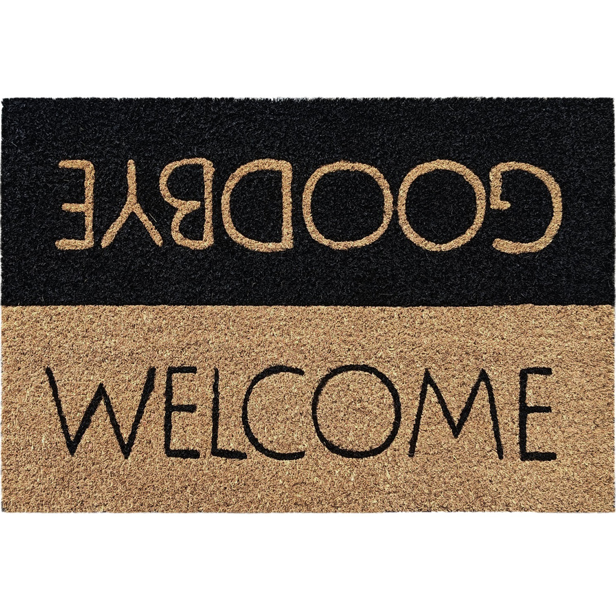 Кокосова изтривалка Welcome/Goodbye в кафяво и черно – Руко Принт 